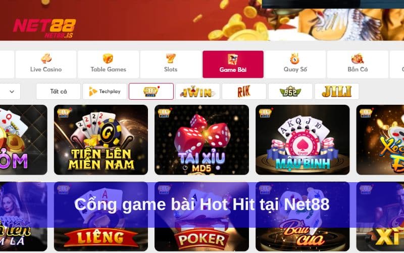 Những cổng game bài có tại Net88